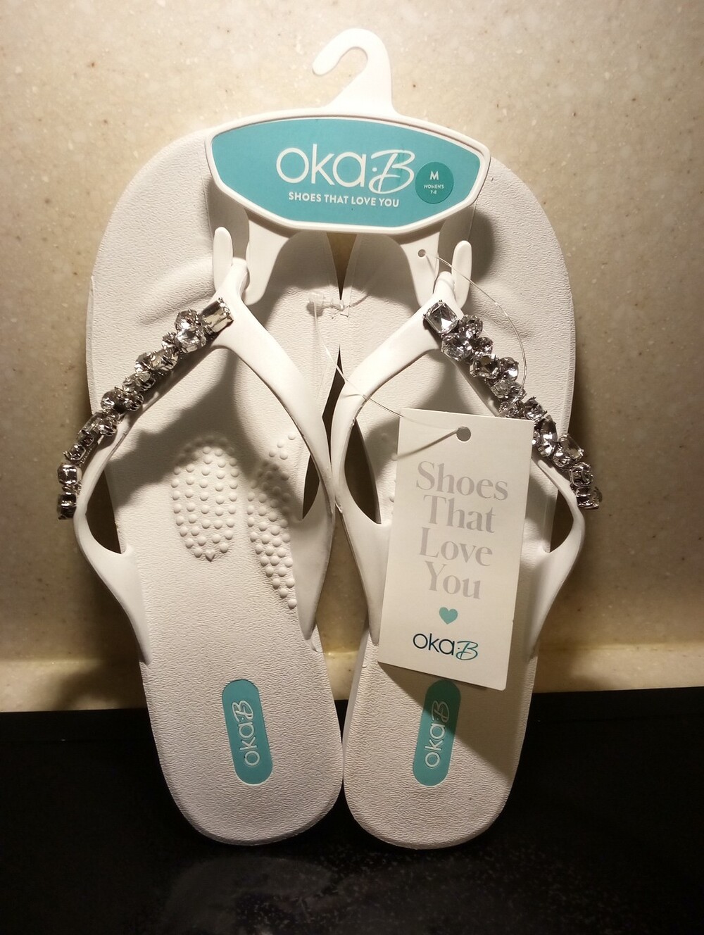 OKA B Alexa White Rhinestone Wedge Heel Sandals